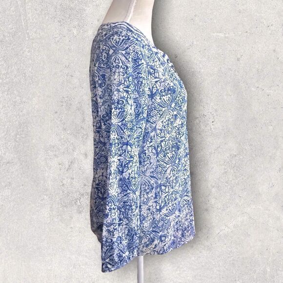 Lucky Brand | EUC Women’s Print Cotton Peasant Top Embroidered Detail Size S - Picture 10 of 11